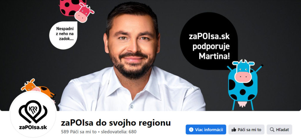 FB stránka ZaPOIS, ktorá patrí Klastru regionálneho rozvoja propaguje kandidáta na predsedu TTSK Zdroj: FB ZaPOIsa