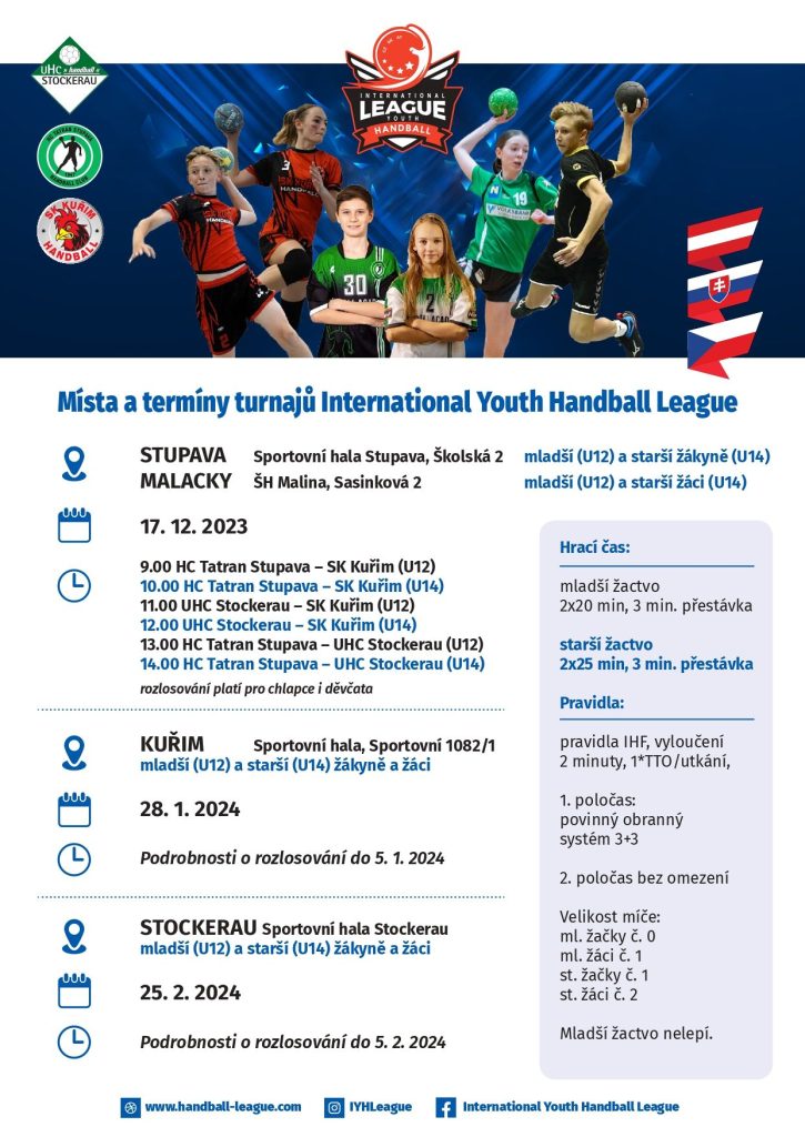 Rozpis a program prvého turnaja IYHL, ktorý sa uskutoční v Stupave a Malackách.