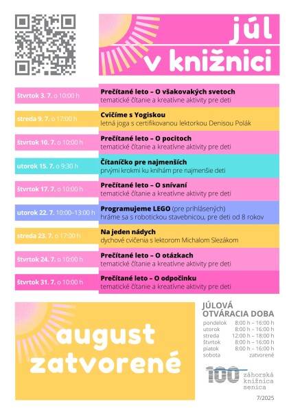 Júlový program Záhorskej knižnice