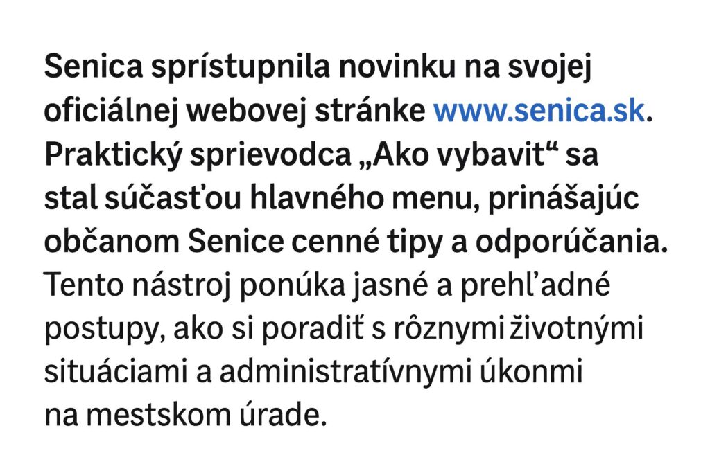 Nový sprievodca na webe Senice