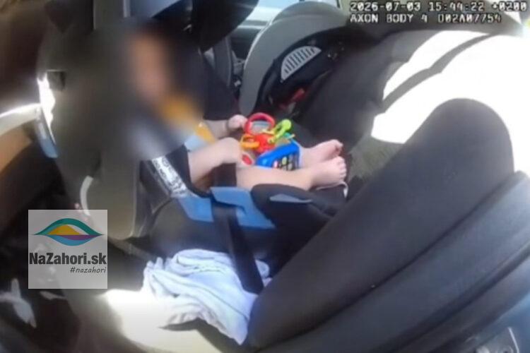 reprofoto Dieťa uzamknuté v aute zdroj video Polícia TT kraj