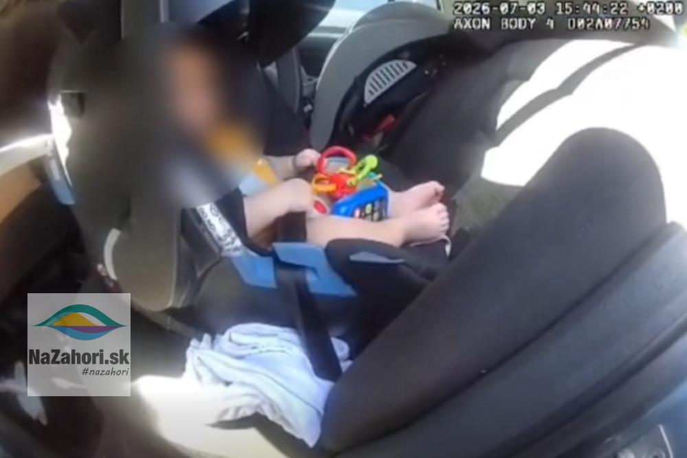 reprofoto Dieťa uzamknuté v aute zdroj video Polícia TT kraj