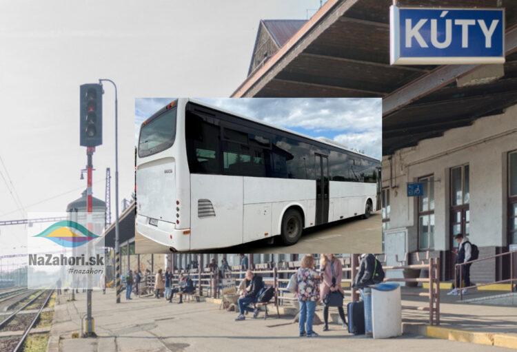 Vlaková stanica Kúty a autobus