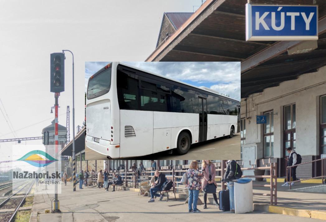 Vlaková stanica Kúty a autobus